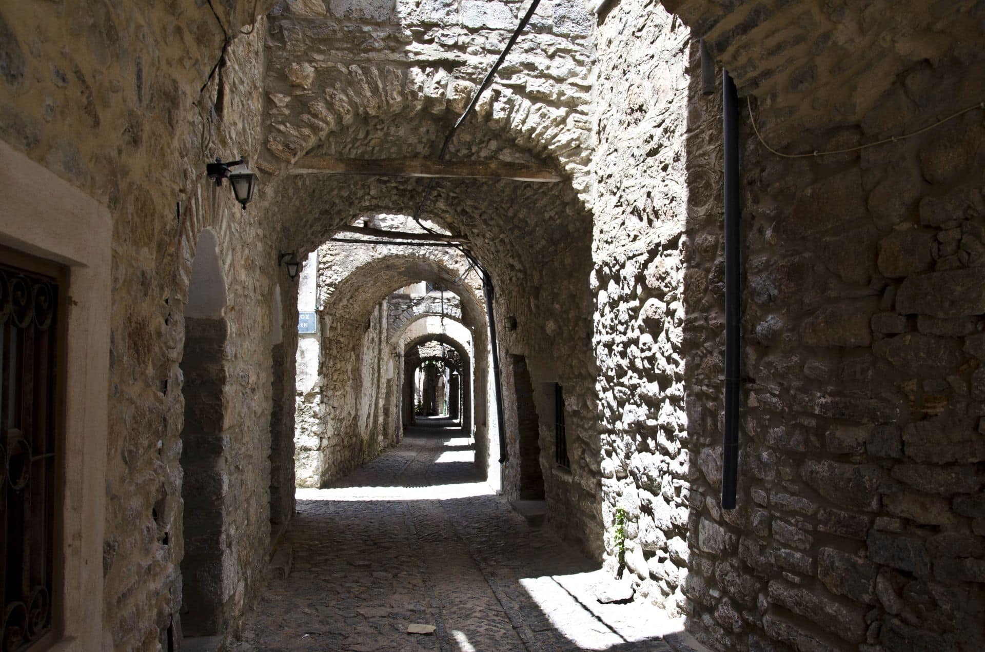 Narrow streets of Mesta Chios village